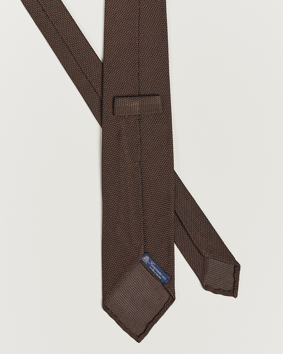 Herr | Finamore Napoli Grenadine Silk Tie Dark Brown | Finamore Napoli | Grenadine Silk Tie Dark Brown