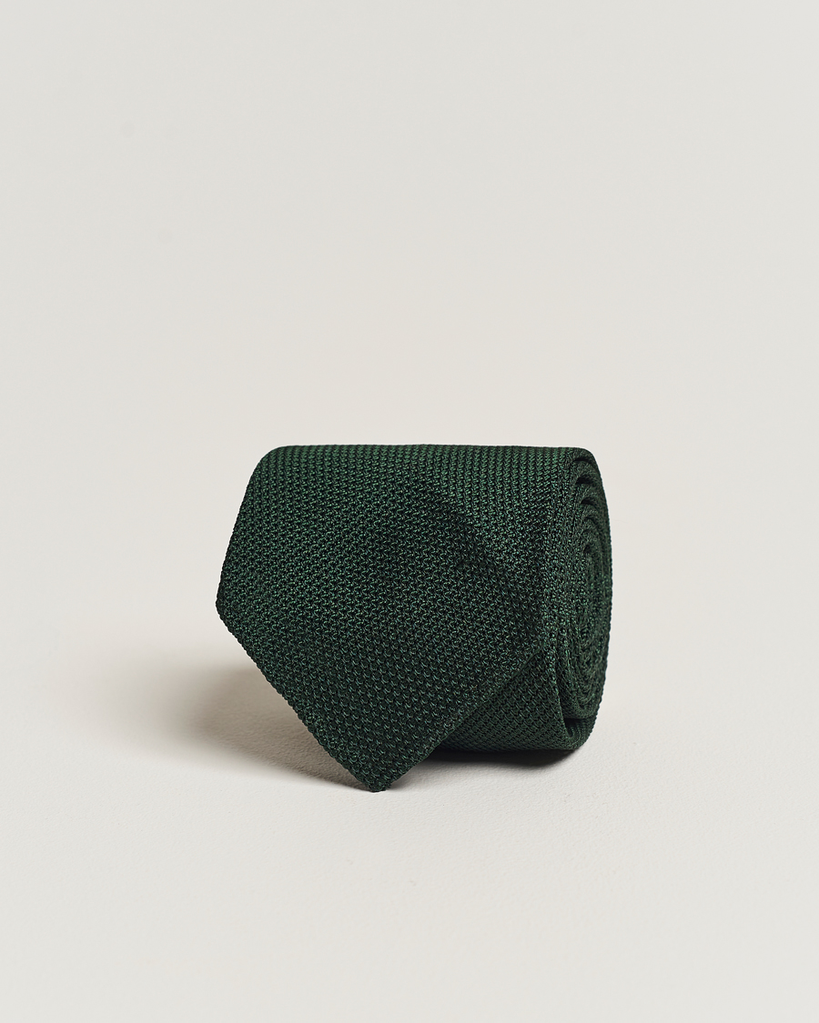 Herr | Slipsar | Finamore Napoli | Grenadine Silk Tie Forest Green