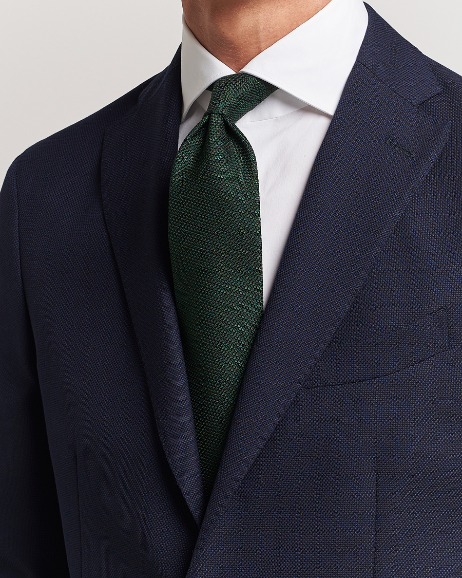 Herr | Avdelningar | Finamore Napoli | Grenadine Silk Tie Forest Green