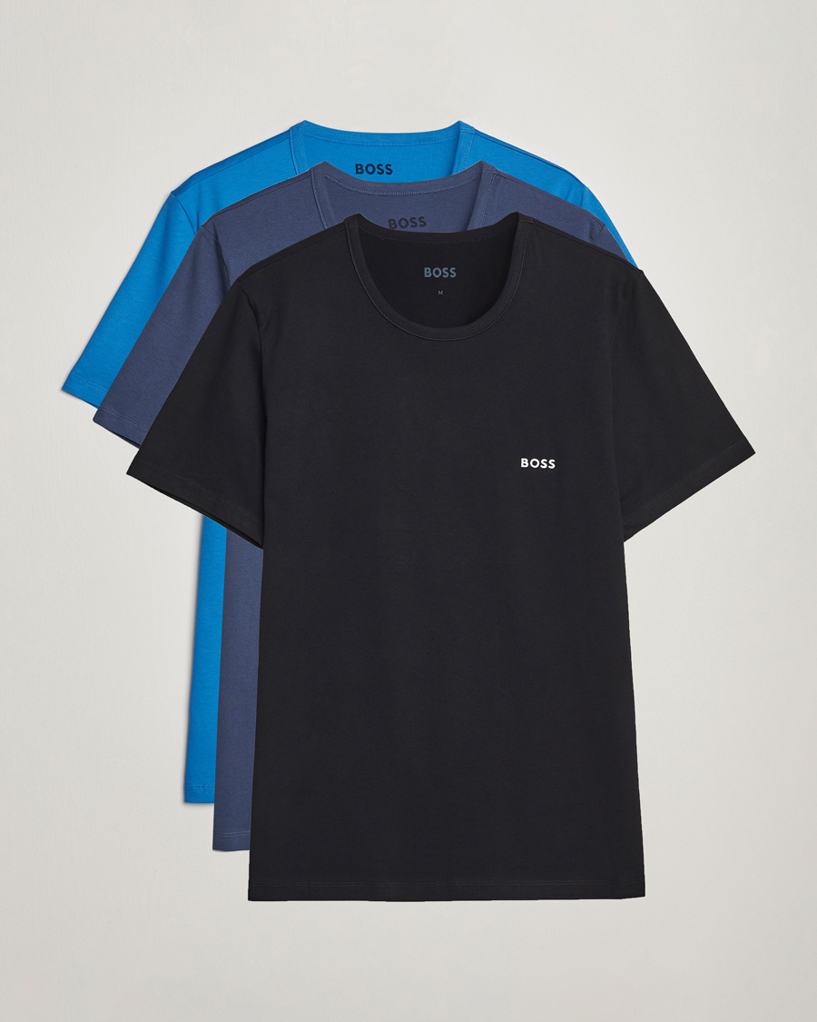 Herr | T-Shirts | BOSS BLACK | 3-Pack Crew Neck T-Shirt Navy/Blue/Black