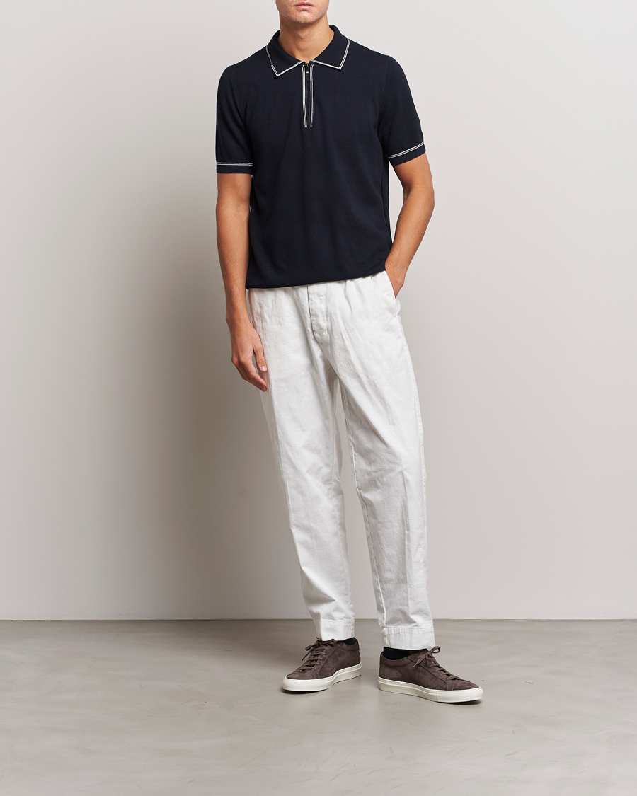 Herr | Pikéer | BOSS BLACK | Oleonardo Knitted Half Zip Polo Dark Blue