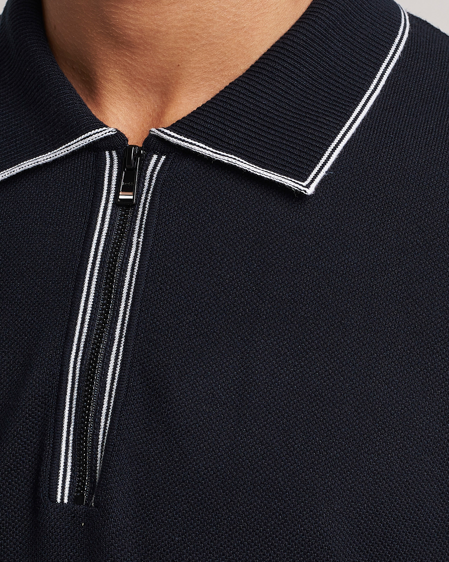 Herr | Pikéer | BOSS BLACK | Oleonardo Knitted Half Zip Polo Dark Blue