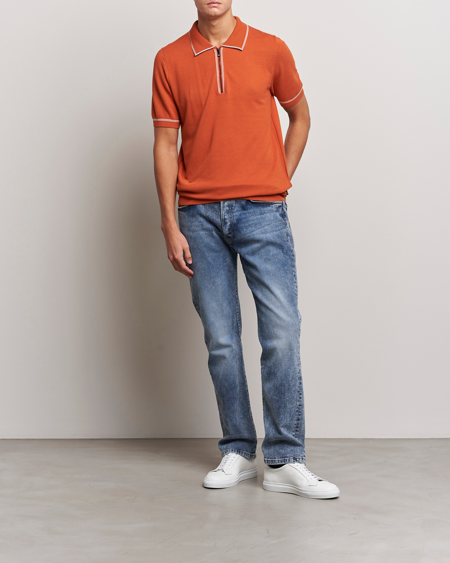Herr | Pikéer | BOSS BLACK | Oleonardo Knitted Half Zip Polo Dark Orange