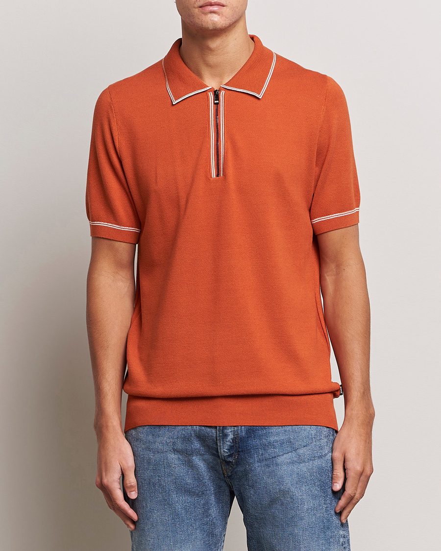 Herr | | BOSS BLACK | Oleonardo Knitted Half Zip Polo Dark Orange