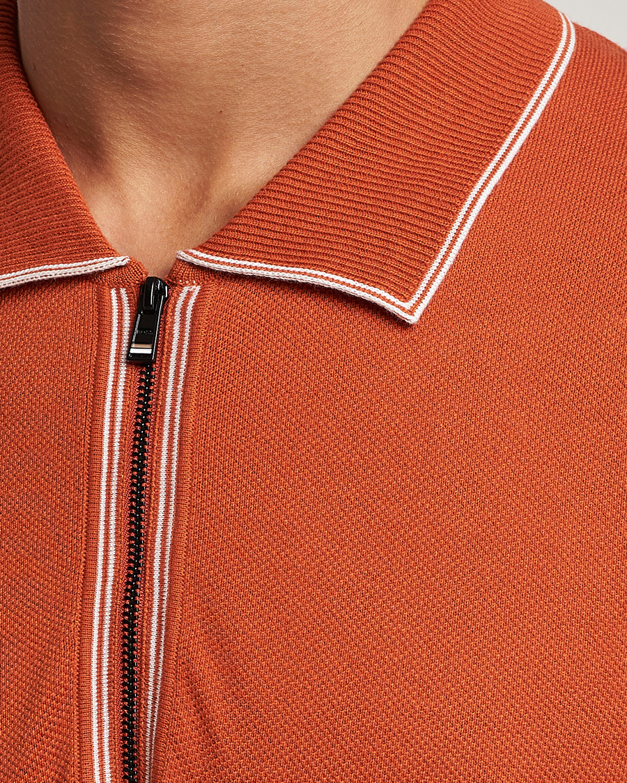 Herr | Pikéer | BOSS BLACK | Oleonardo Knitted Half Zip Polo Dark Orange