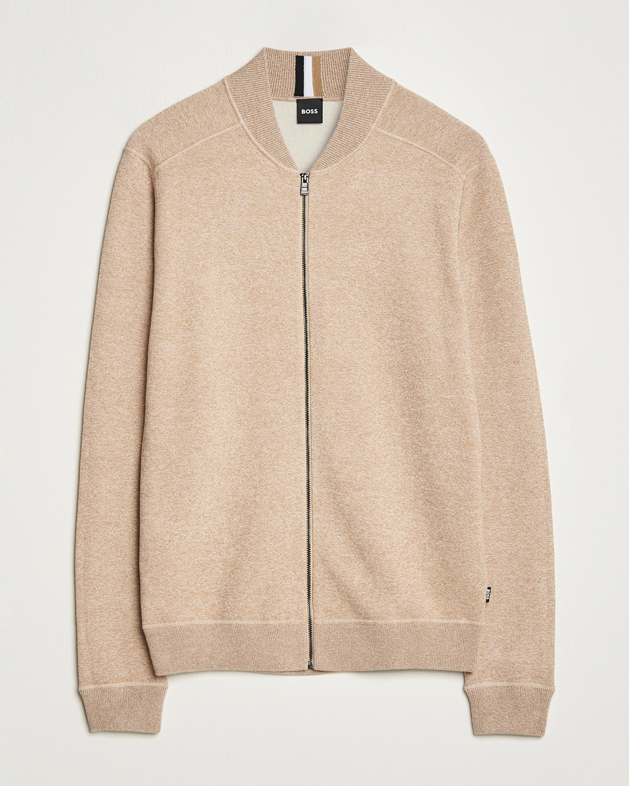 Herr | Tröjor | BOSS BLACK | Onorto Full Zip Sweater Medium Beige