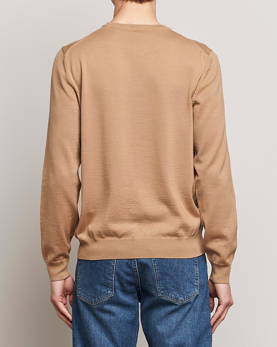 Herr | Tröjor | BOSS BLACK | Botto Wool Knitted Crew Neck Sweater Medium Beige