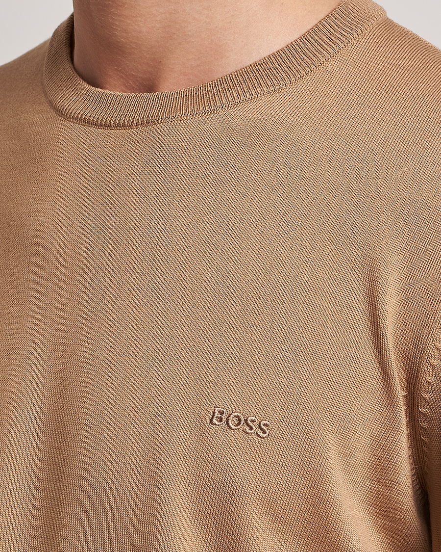 Herr | Tröjor | BOSS BLACK | Botto Wool Knitted Crew Neck Sweater Medium Beige