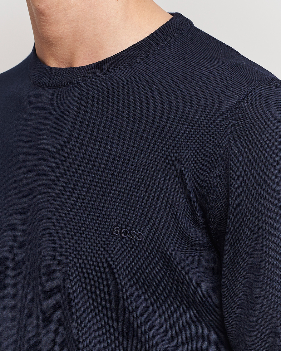 Herr | Tröjor | BOSS BLACK | Botto Merino Knitted Pullover Dark Blue