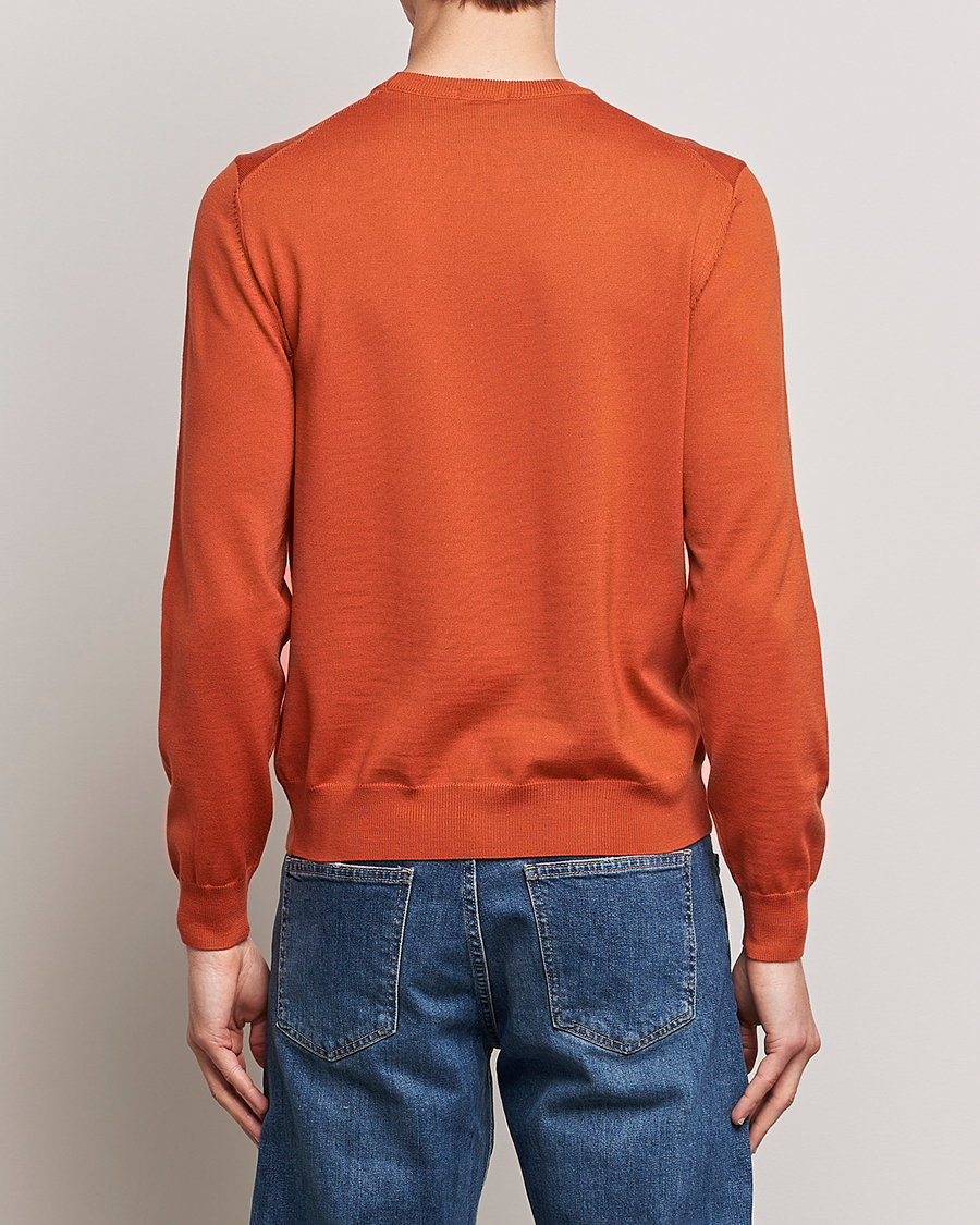 Herr | Tröjor | BOSS BLACK | Botto Wool Knitted Crew Neck Sweater Dark Orange