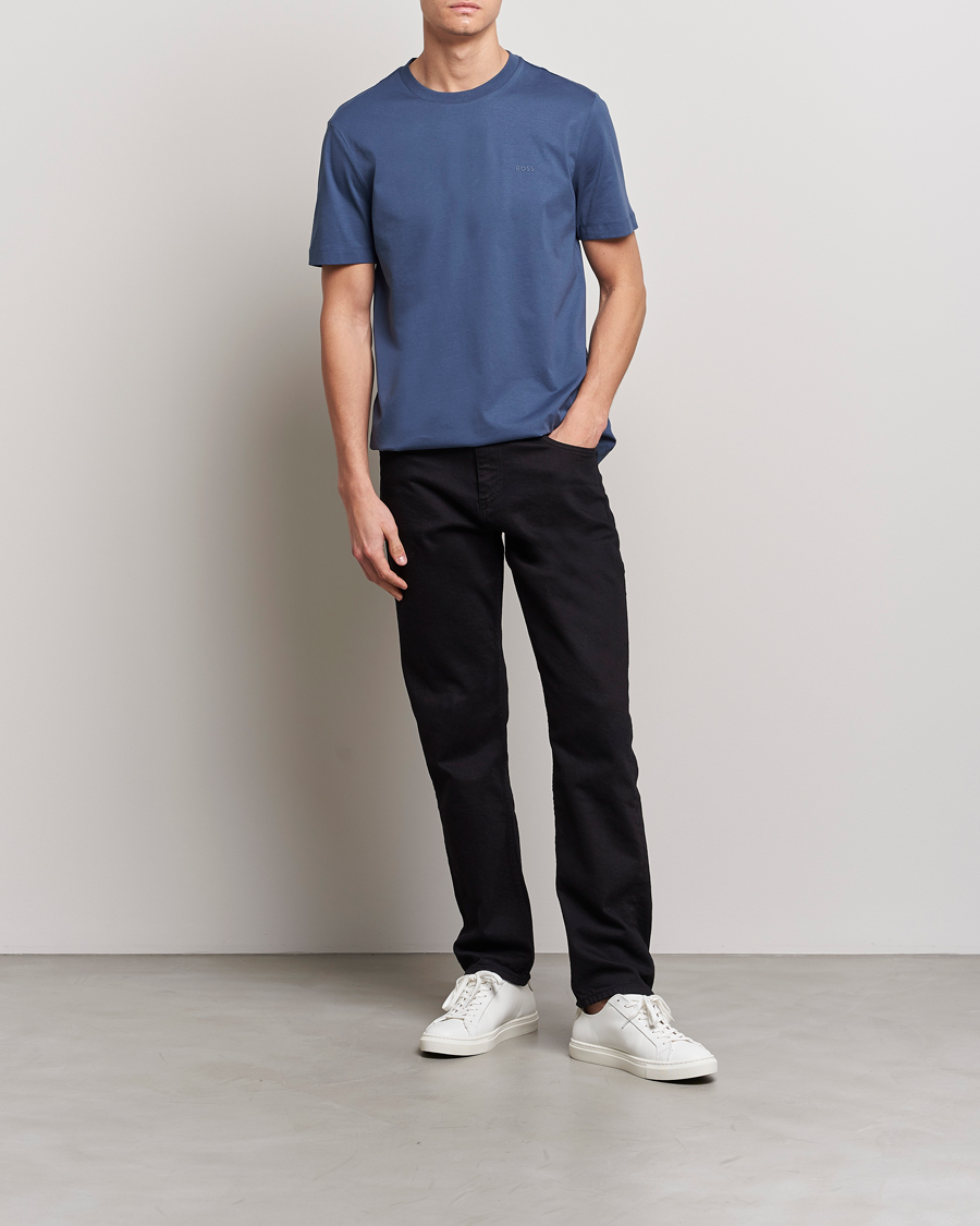 Herr | T-Shirts | BOSS BLACK | Thompson Crew Neck T-Shirt Open Blue