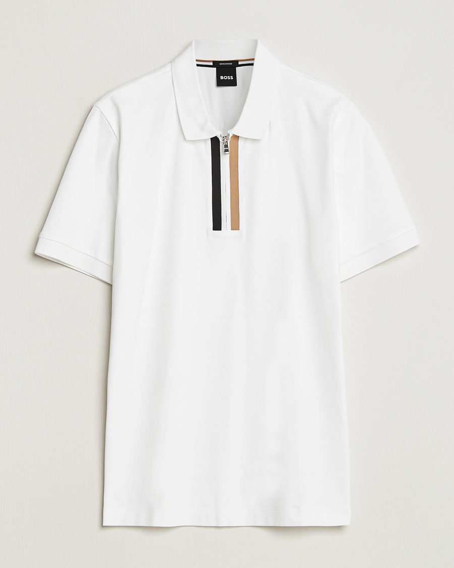Herr | Pikéer | BOSS BLACK | Paras Half Zip Polo White