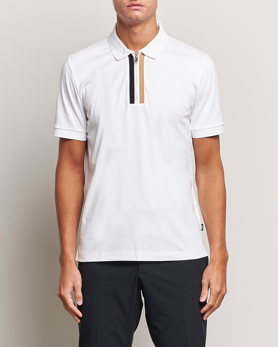 Herr | Pikéer | BOSS BLACK | Paras Half Zip Polo White