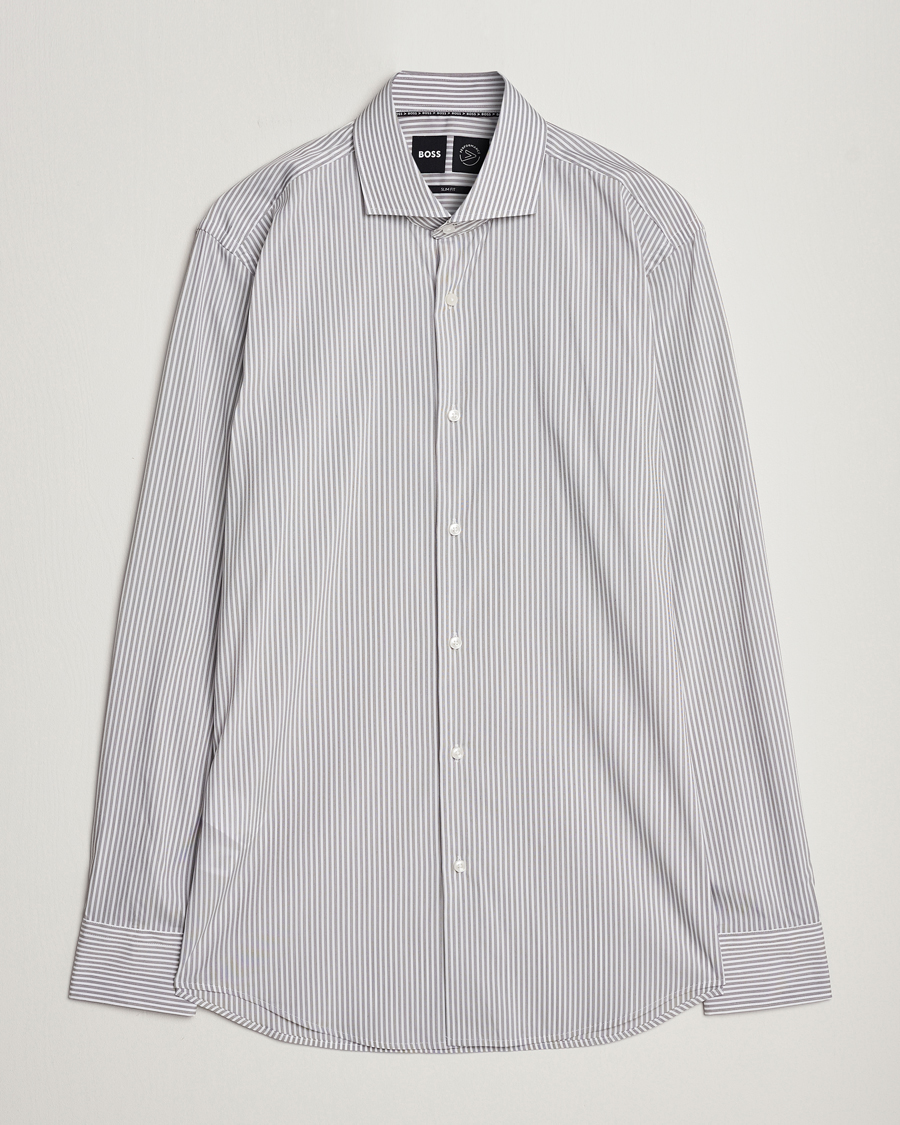 Herr | Skjortor | BOSS BLACK | Hank 4-Way Micro Check Stretch Shirt Open Green