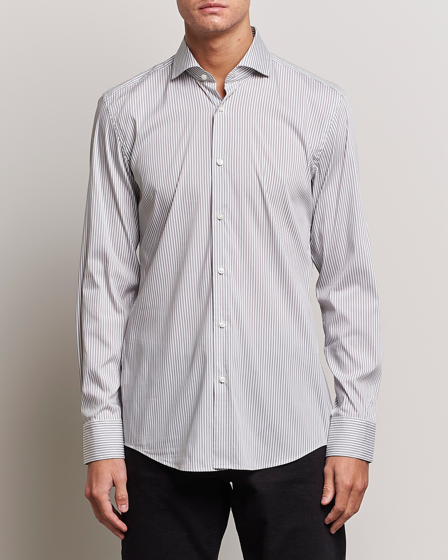 Herr | Skjortor | BOSS BLACK | Hank 4-Way Micro Check Stretch Shirt Open Green
