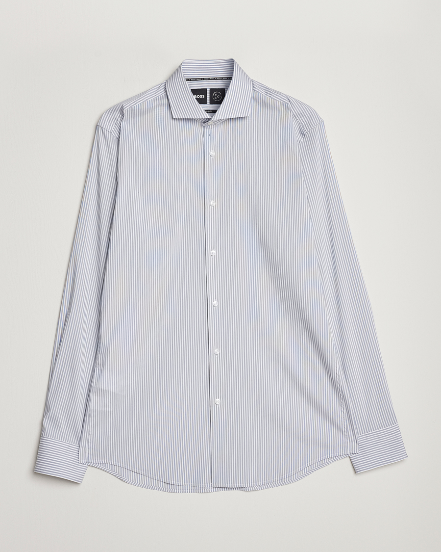 Herr | Skjortor | BOSS BLACK | Hank 4-Way Striped Stretch Shirt Open Blue