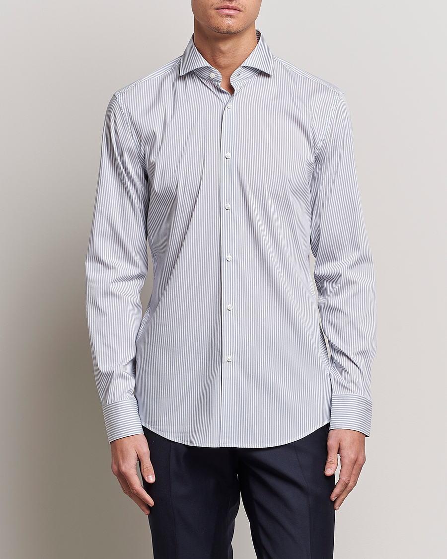 Herr | Skjortor | BOSS BLACK | Hank 4-Way Striped Stretch Shirt Open Blue