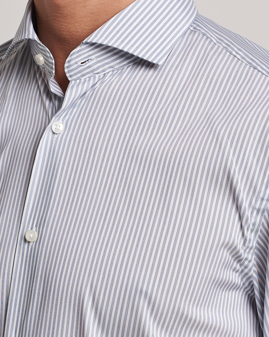 Herr | Skjortor | BOSS BLACK | Hank 4-Way Striped Stretch Shirt Open Blue