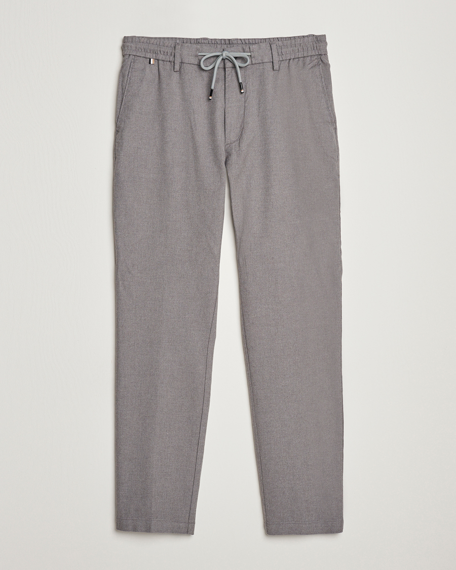 Herr | Byxor | BOSS BLACK | Kane Pleated Drawstring Trousers Silver