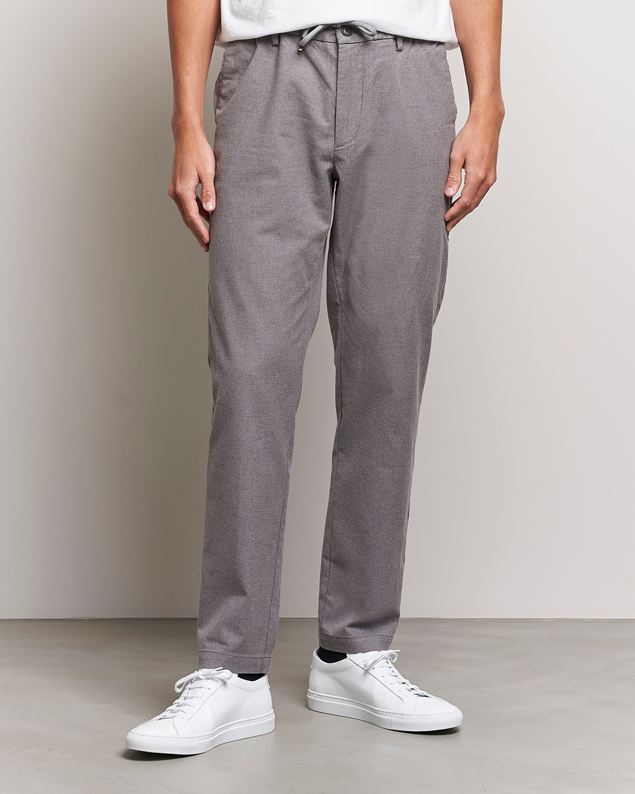 Herr | Drawstringbyxor | BOSS BLACK | Kane Pleated Drawstring Trousers Silver