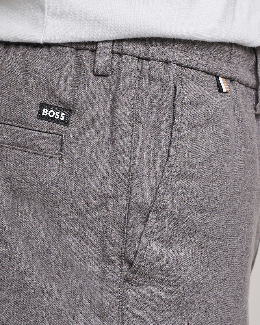 Herr | Byxor | BOSS BLACK | Kane Pleated Drawstring Trousers Silver
