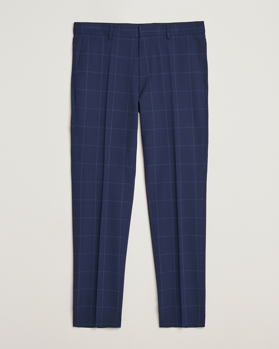 Herr | Byxor | BOSS BLACK | Genius Checked Suit Trousers Dark Blue