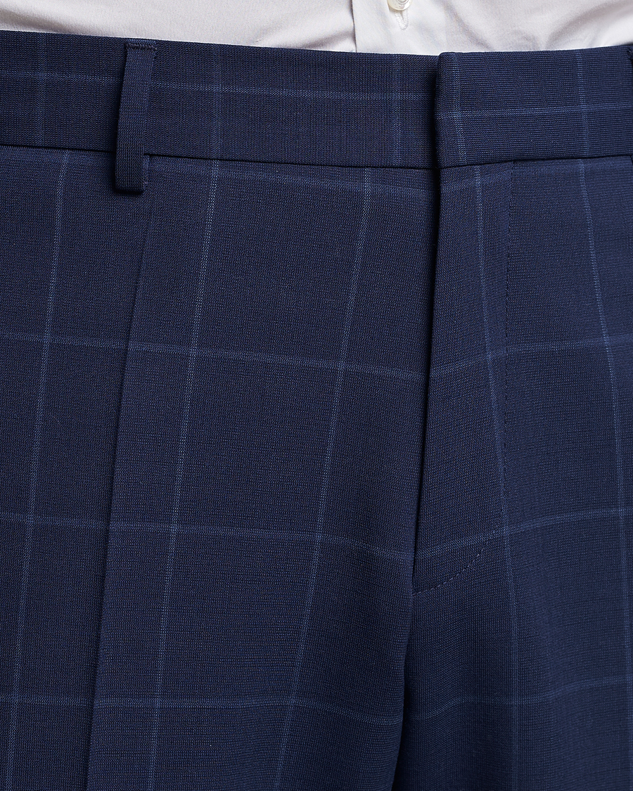 Herr | Byxor | BOSS BLACK | Genius Checked Suit Trousers Dark Blue
