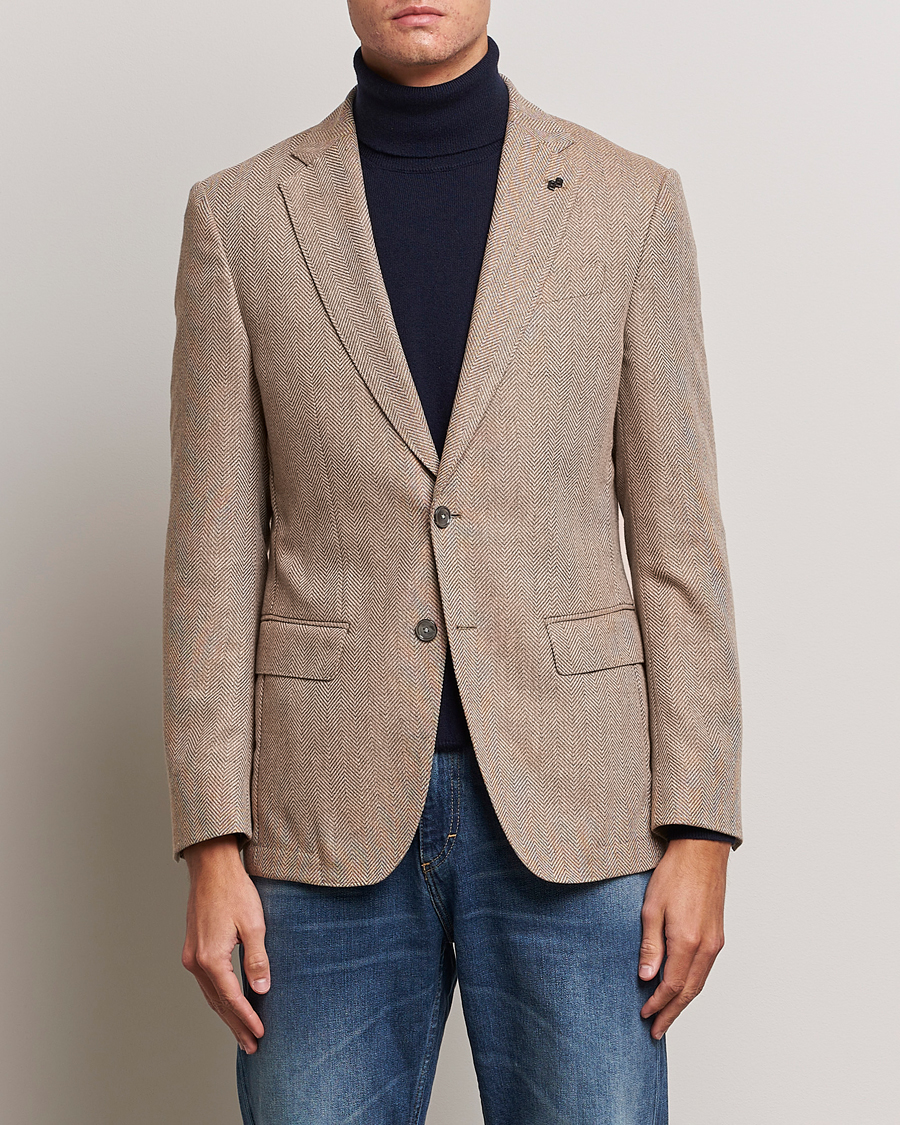 Herr | Kavajer | BOSS BLACK | Huston Herringbone Blazer Medium Beige