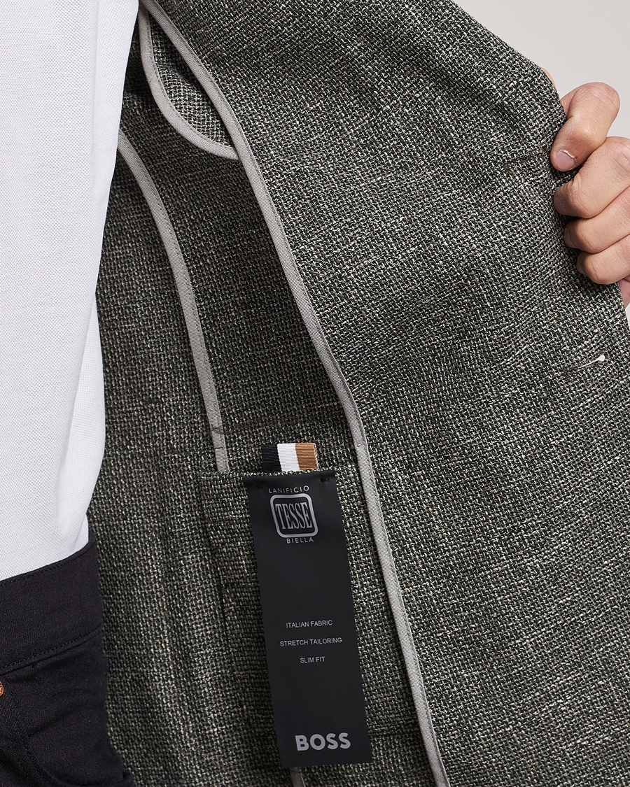 Herr | Kavajer | BOSS BLACK | Hanry Cotton Patch Pocket Blazer Open Green