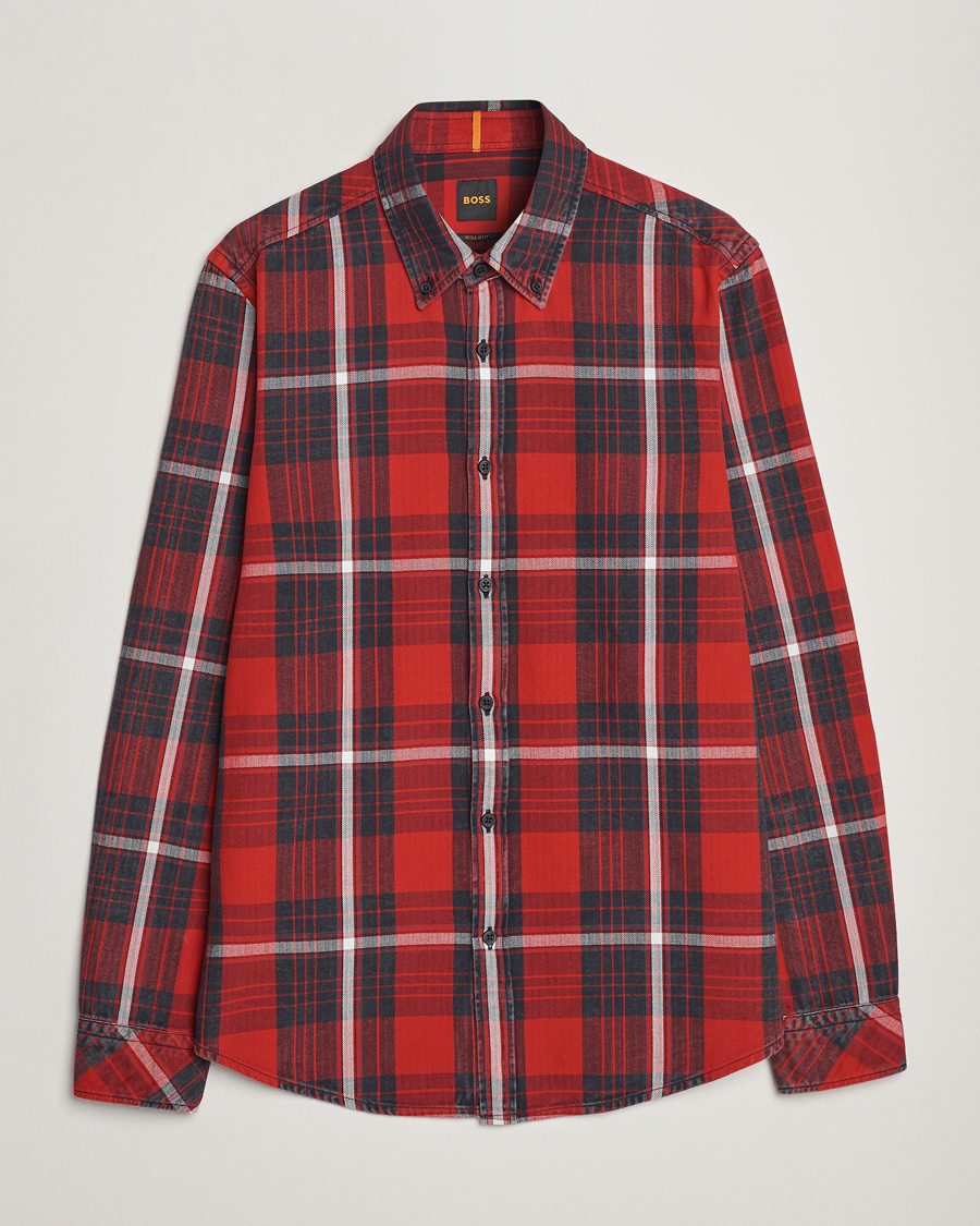 Herr | Skjortor | BOSS ORANGE | Rickert Checked Shirt Red/Grey