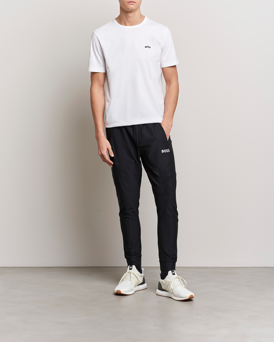 Herr | T-Shirts | BOSS GREEN | Curved Logo Crew Neck T-Shirt Natural