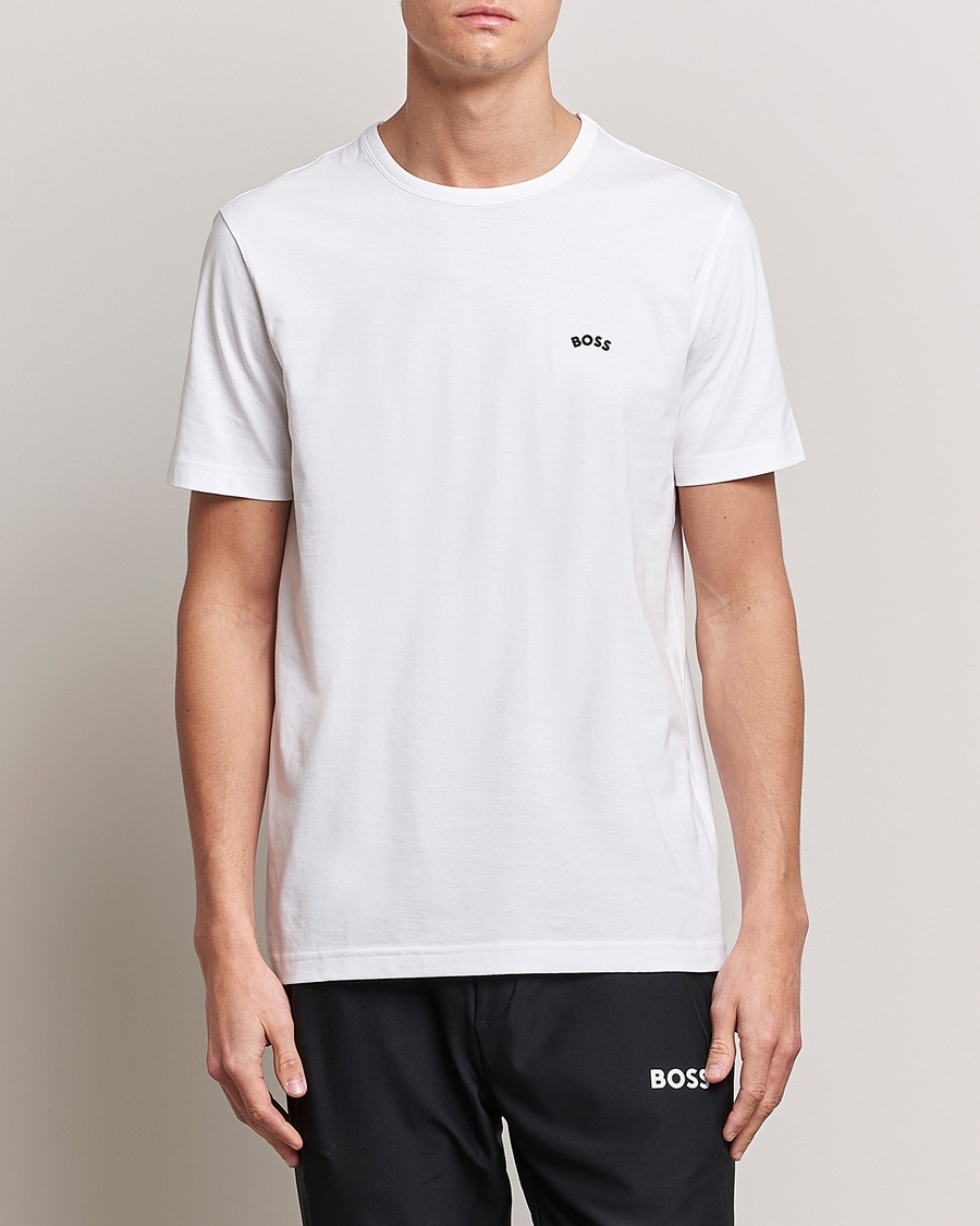 Herr | T-Shirts | BOSS GREEN | Curved Logo Crew Neck T-Shirt Natural