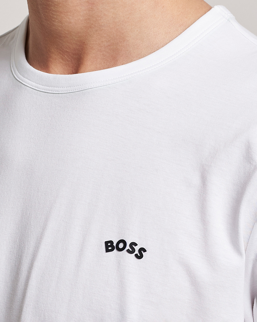 Herr | T-Shirts | BOSS GREEN | Curved Logo Crew Neck T-Shirt Natural