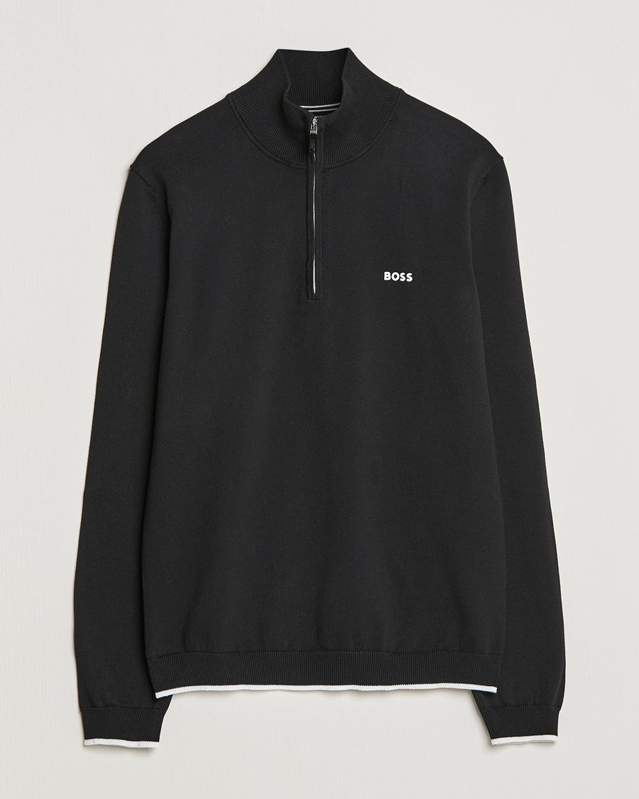 Herr | Tröjor | BOSS GREEN | Zallo Knitted Half Zip Sweater Black