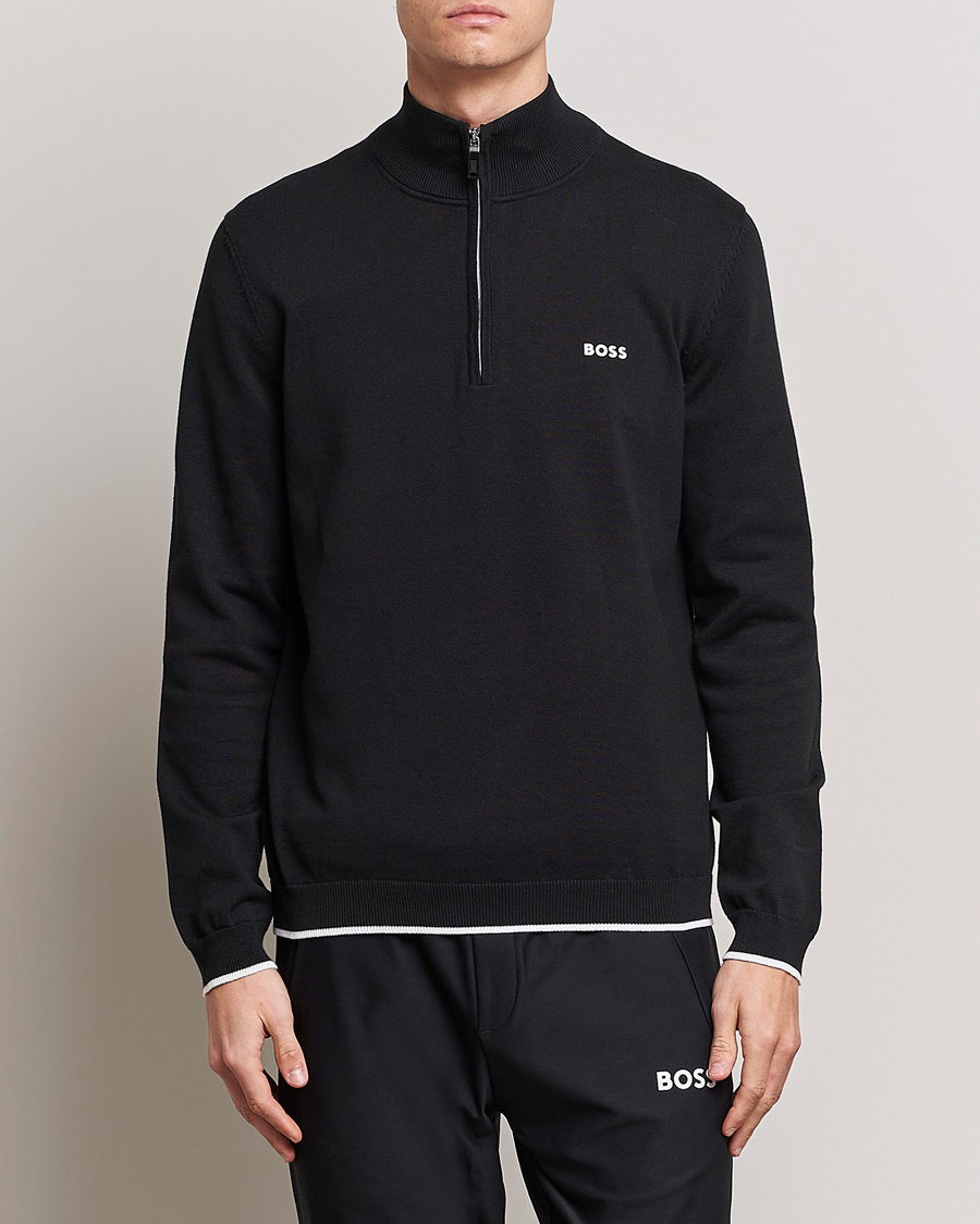 Herr | Tröjor | BOSS GREEN | Zallo Knitted Half Zip Sweater Black