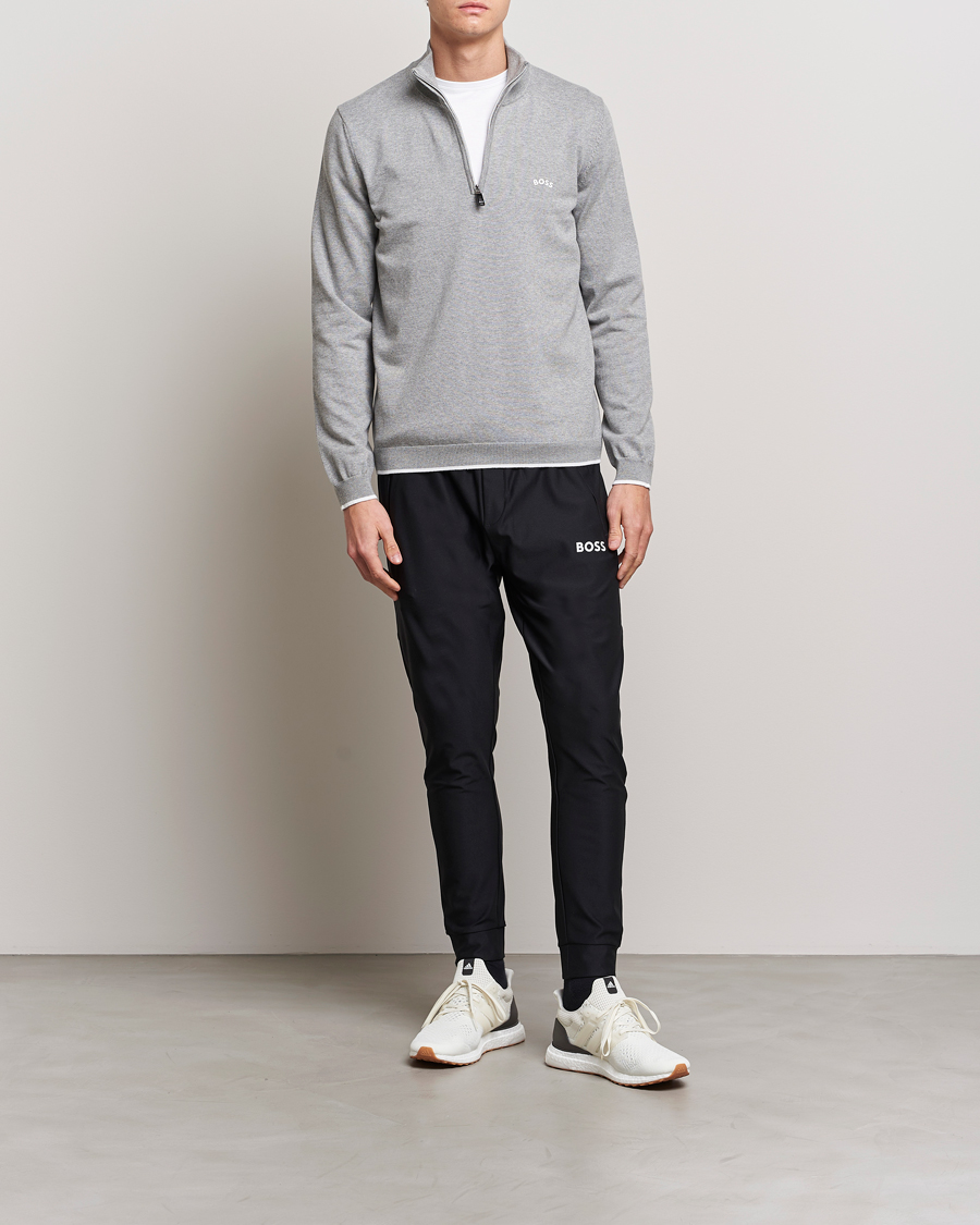 Herr | Tröjor | BOSS GREEN | Zallo Knitted Half Zip Sweater Light Grey