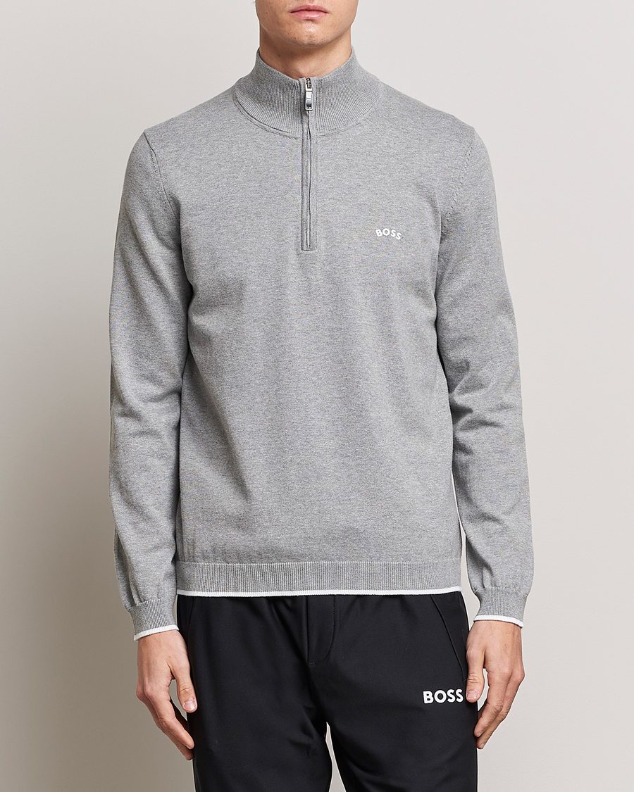 Herr |  | BOSS GREEN | Zallo Knitted Half Zip Sweater Light Grey