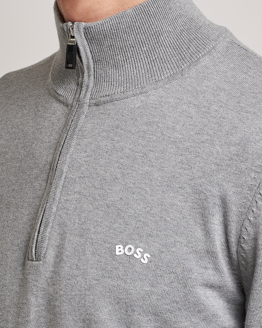 Herr | Tröjor | BOSS GREEN | Zallo Knitted Half Zip Sweater Light Grey