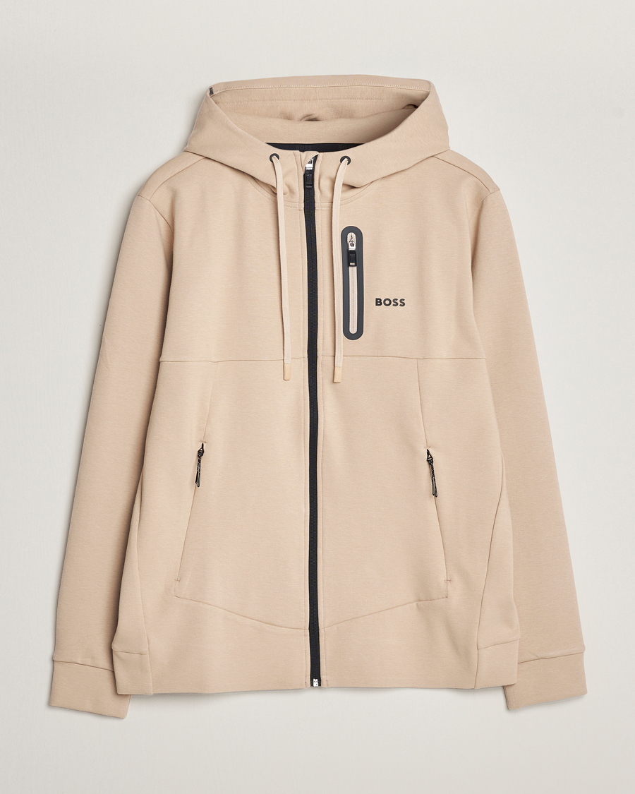 Herr | Tröjor | BOSS GREEN | Sariq Full Zip Hooded Sweater Medium Beige