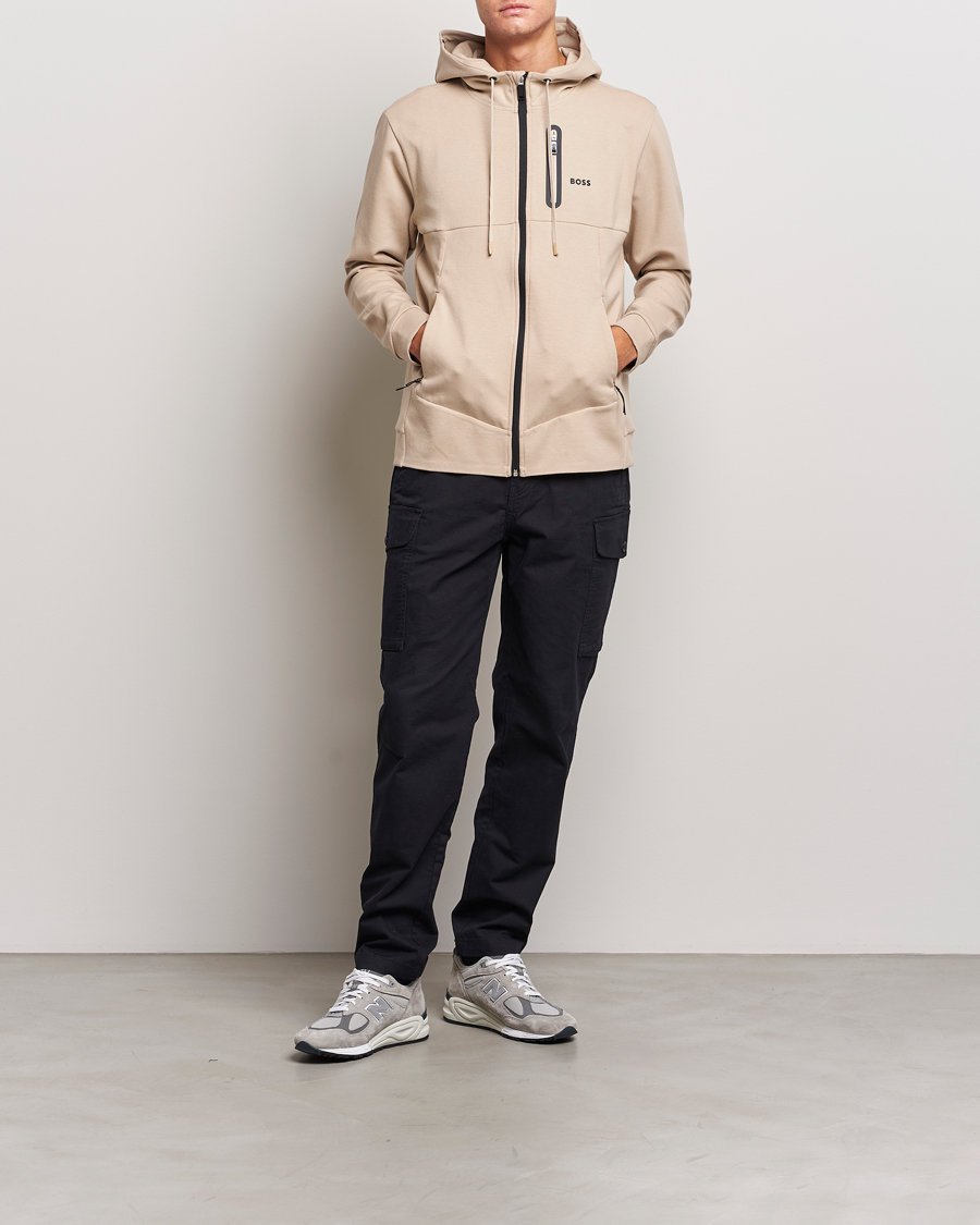 Herr | Tröjor | BOSS GREEN | Sariq Full Zip Hooded Sweater Medium Beige