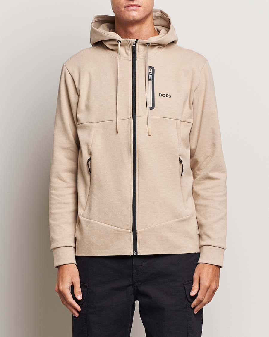 Herr |  | BOSS GREEN | Sariq Full Zip Hooded Sweater Medium Beige