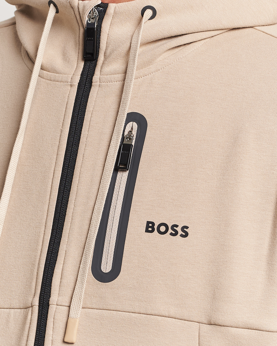 Herr | Tröjor | BOSS GREEN | Sariq Full Zip Hooded Sweater Medium Beige