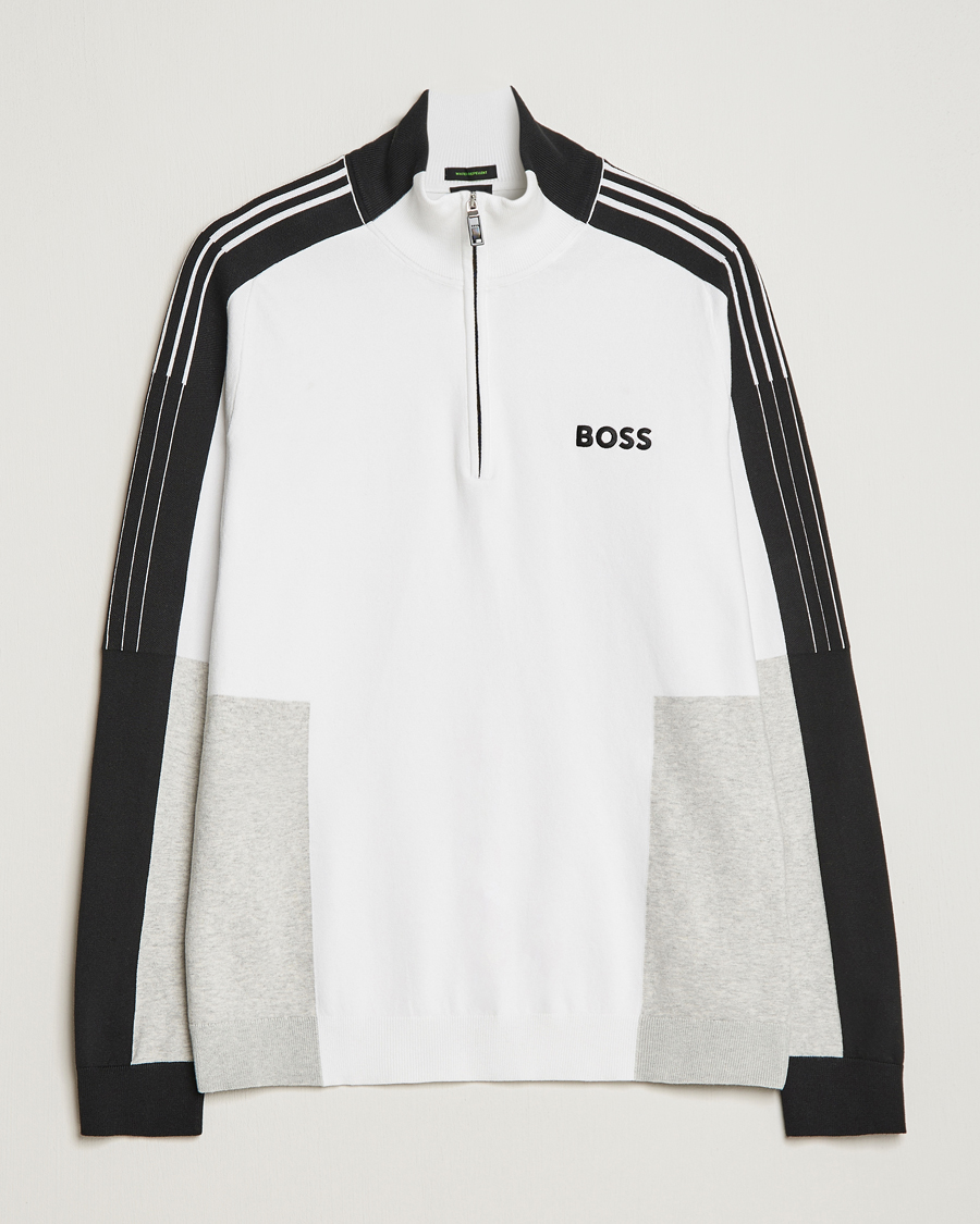 Herr | Tröjor | BOSS GREEN | Zolkar Knitted Half Zip White