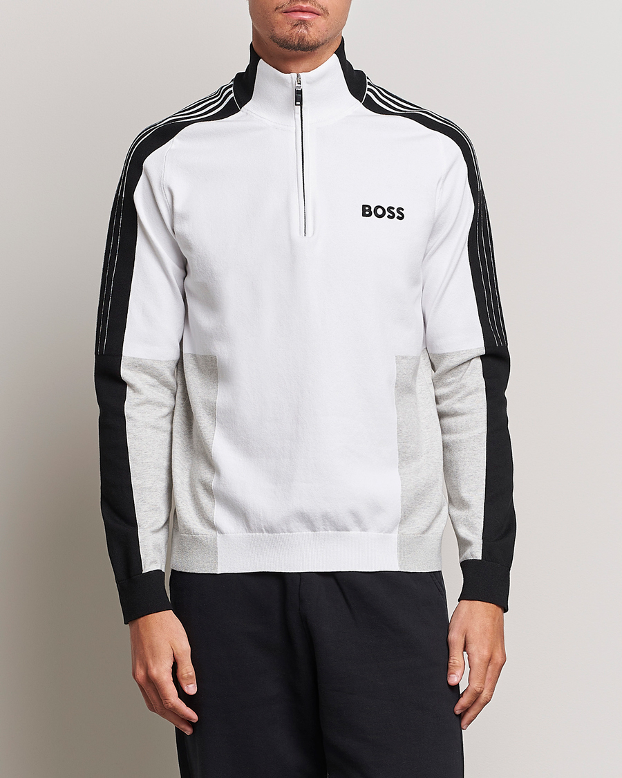 Herr | Tröjor | BOSS GREEN | Zolkar Knitted Half Zip White