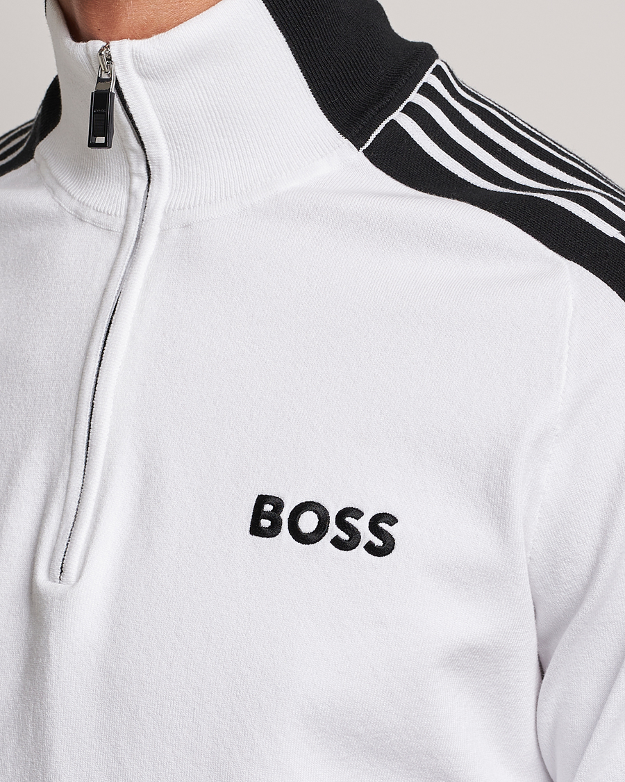 Herr | Tröjor | BOSS GREEN | Zolkar Knitted Half Zip White