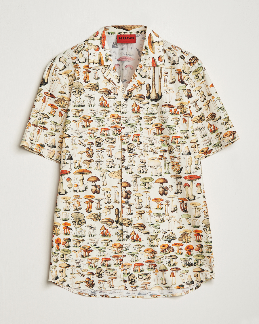 Herr | Skjortor | HUGO | Ellino Mushroom Short Sleeve Shirt Beige Overflow