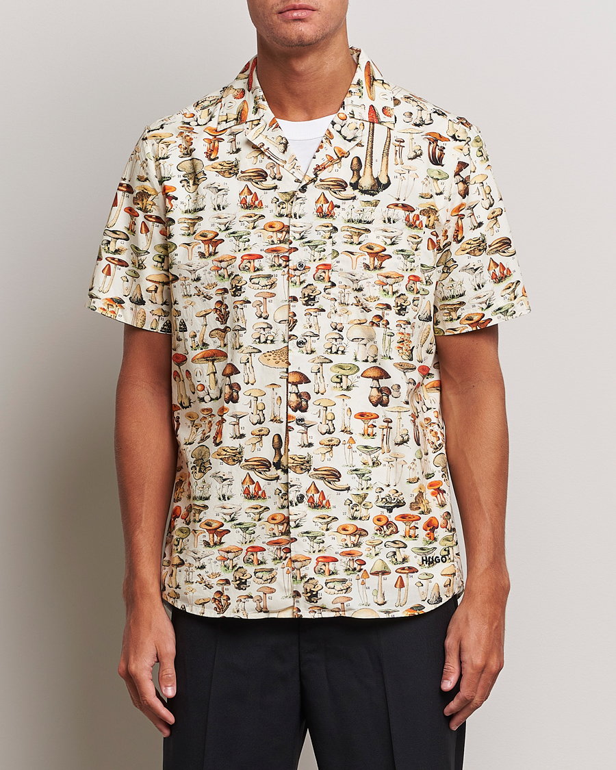 Herr | Kortärmade skjortor | HUGO | Ellino Mushroom Short Sleeve Shirt Beige Overflow