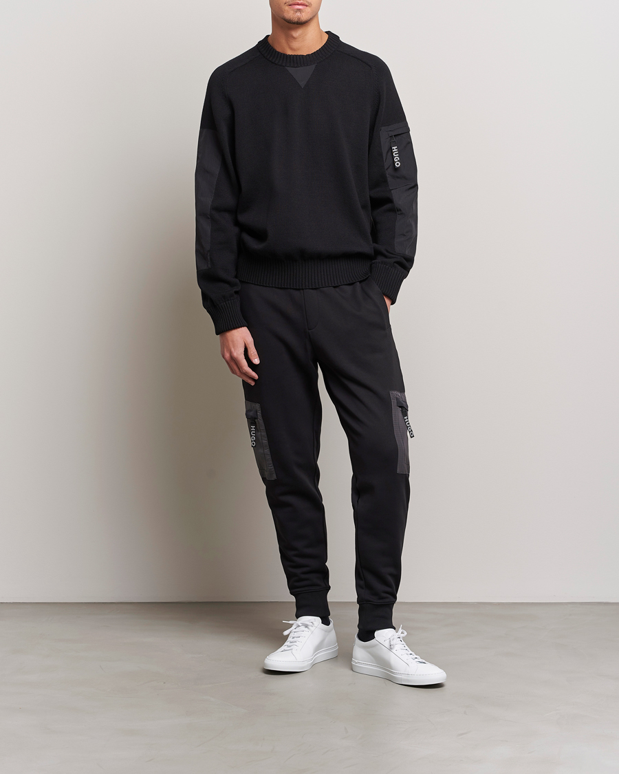 Herr | Tröjor | HUGO | Sutil Knitted Sweater Black