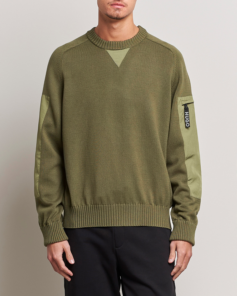 Herr | Tröjor | HUGO | Sutil Knitted Sweater Khaki