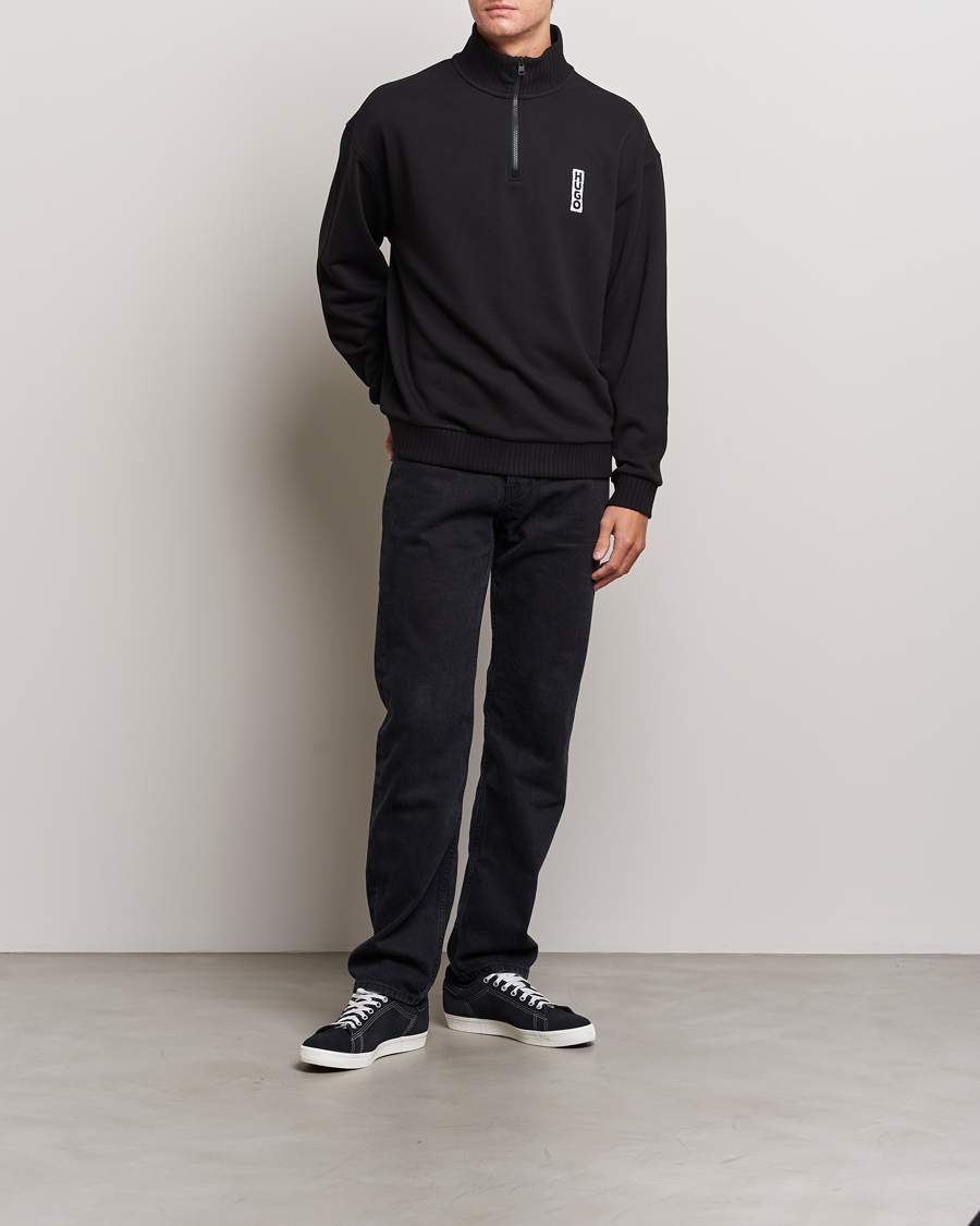 Herr | Tröjor | HUGO | Dutzagata Logo Half Zip Sweater Black